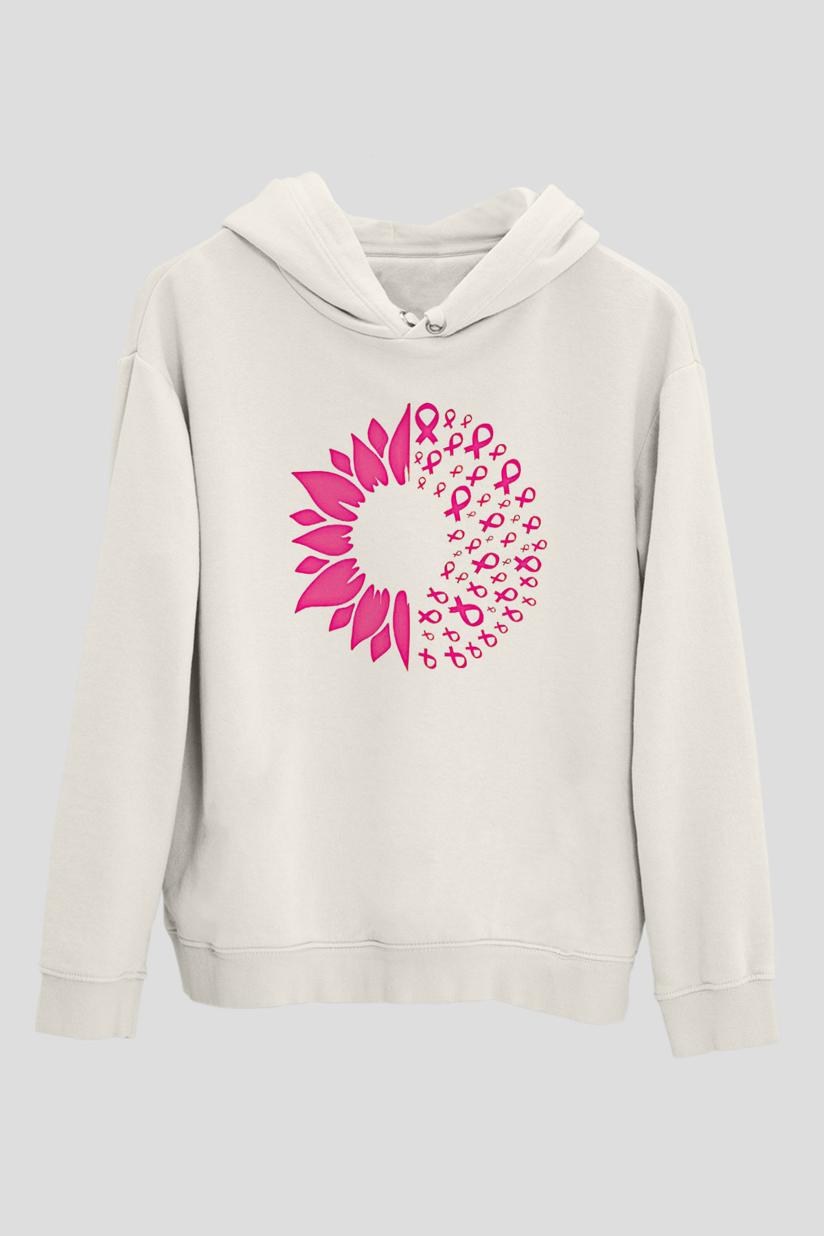 Kanser Günü Baskılı Beyaz Unisex Kapüşonlu Sweatshirt