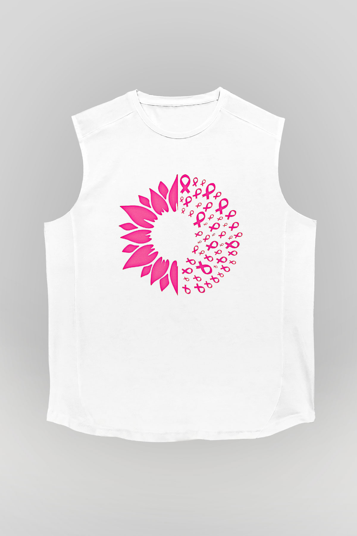 Kanser Günü Baskılı Beyaz Unisex Kolsuz Tişört - Tshirt
