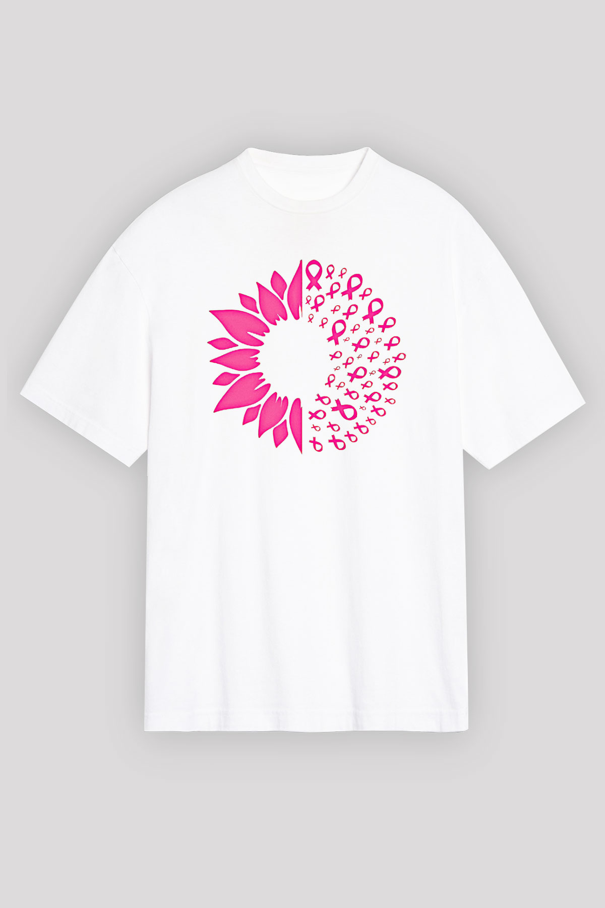 Kanser Günü Baskılı Beyaz Unisex Oversize Tişört - Tshirt