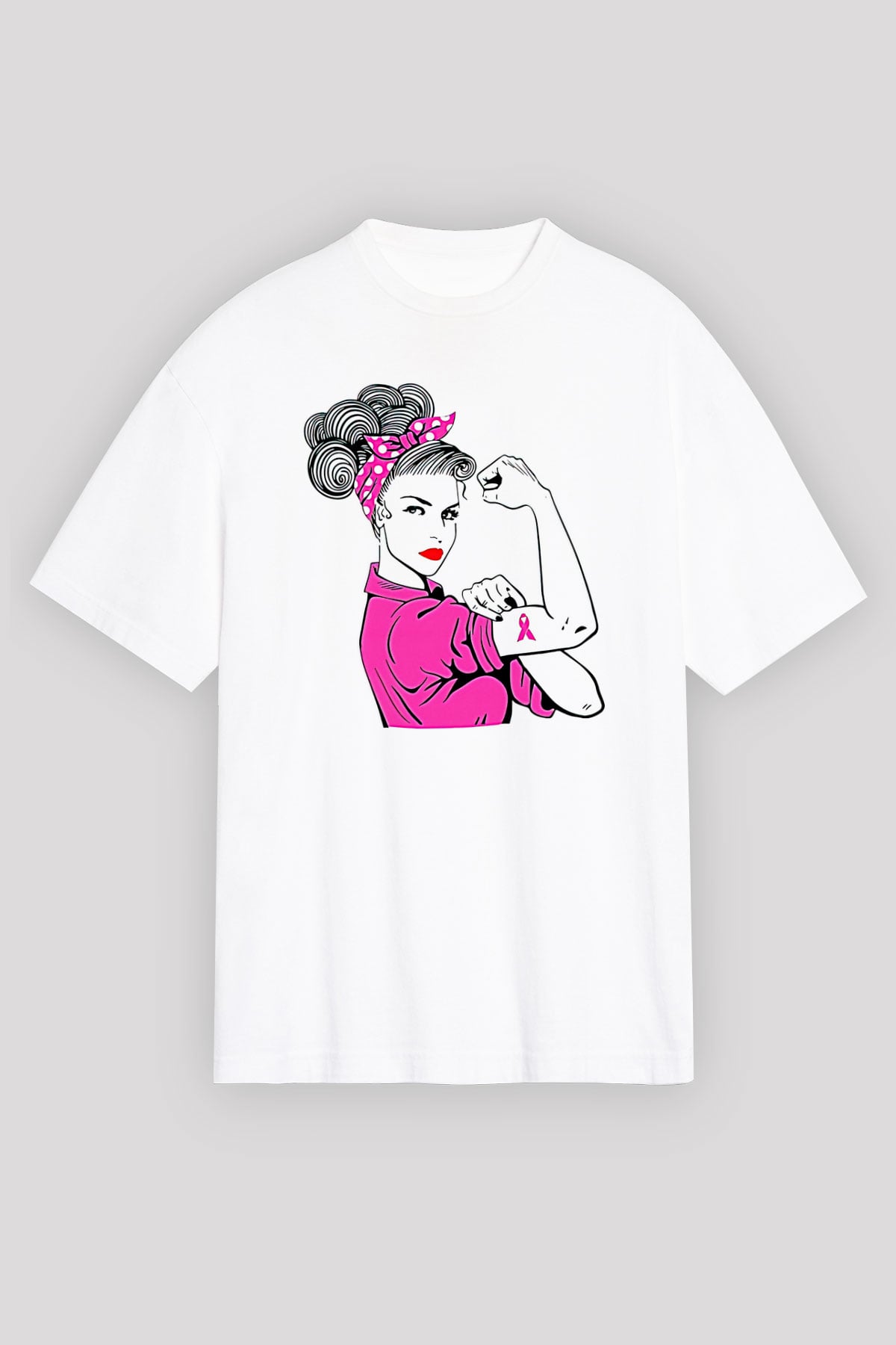 Kanser Günü Baskılı Beyaz Unisex Oversize Tişört - Tshirt