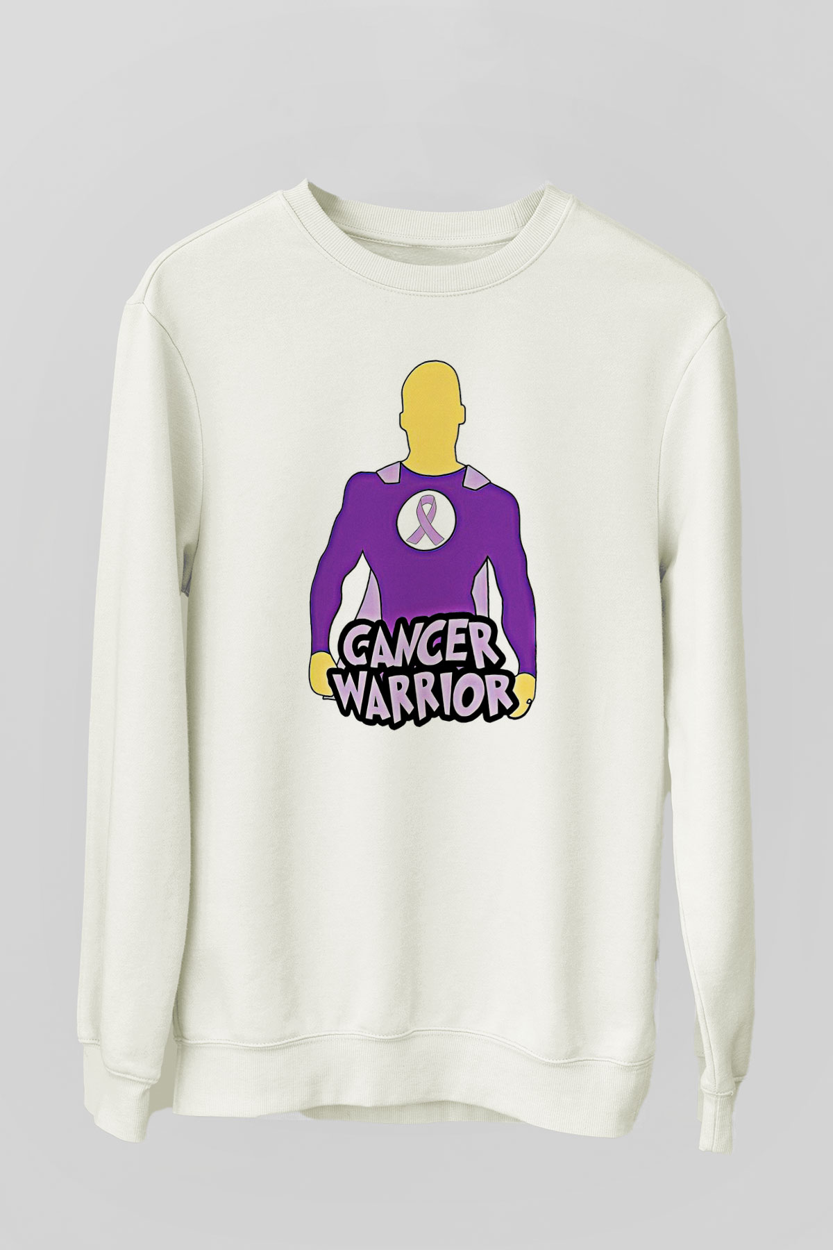 Kanser Günü Baskılı Beyaz Unisex Sweatshirt