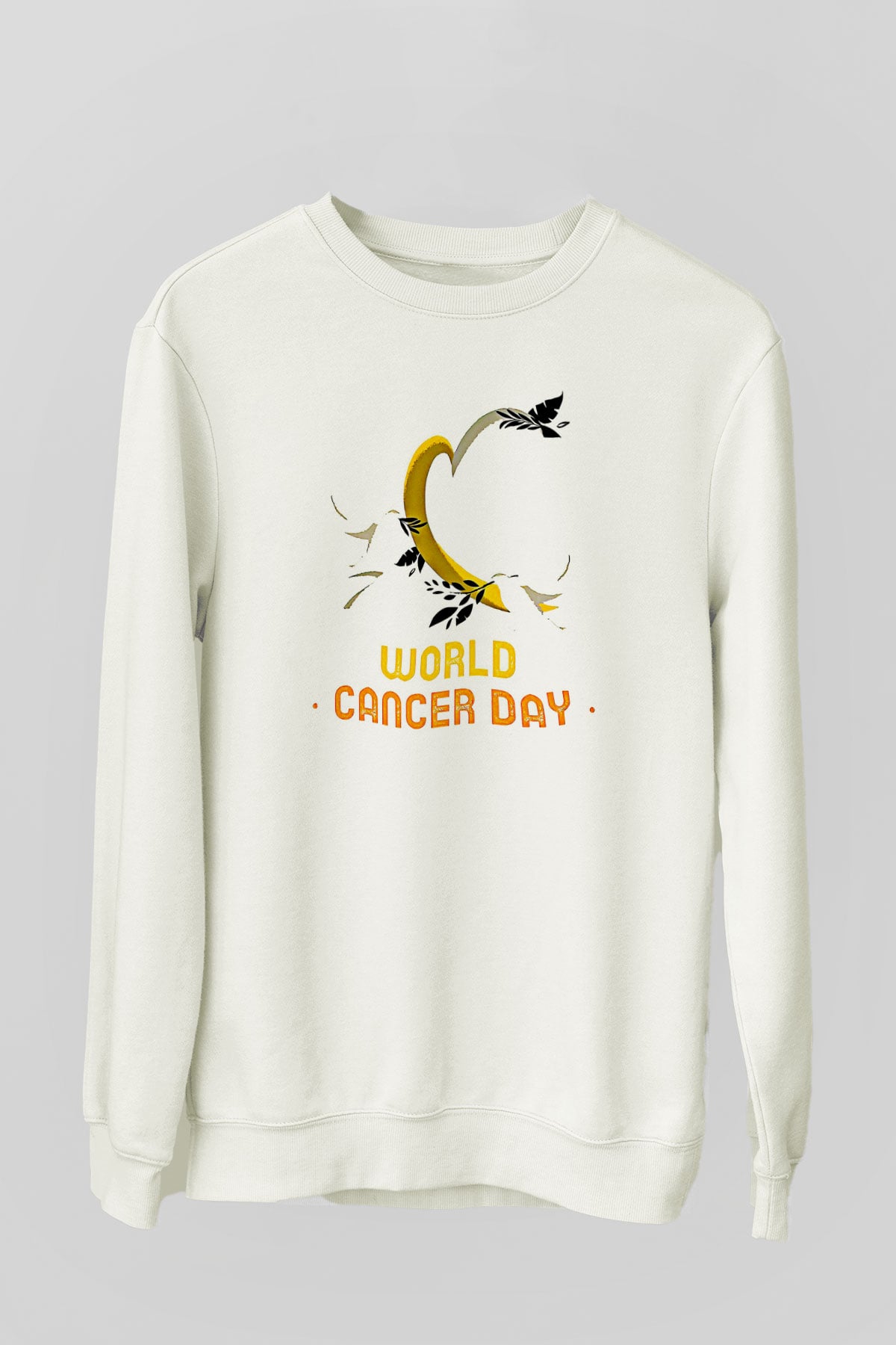 Kanser Günü Baskılı Beyaz Unisex Sweatshirt