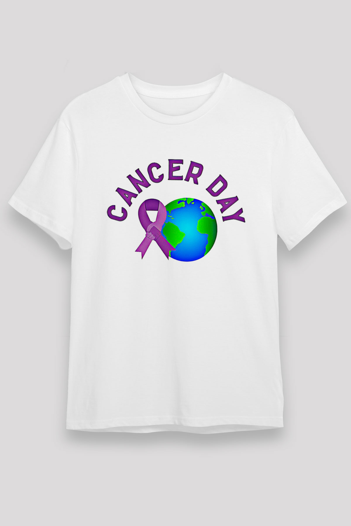 Kanser Günü Baskılı Unisex Beyaz Tişört - Tshirt