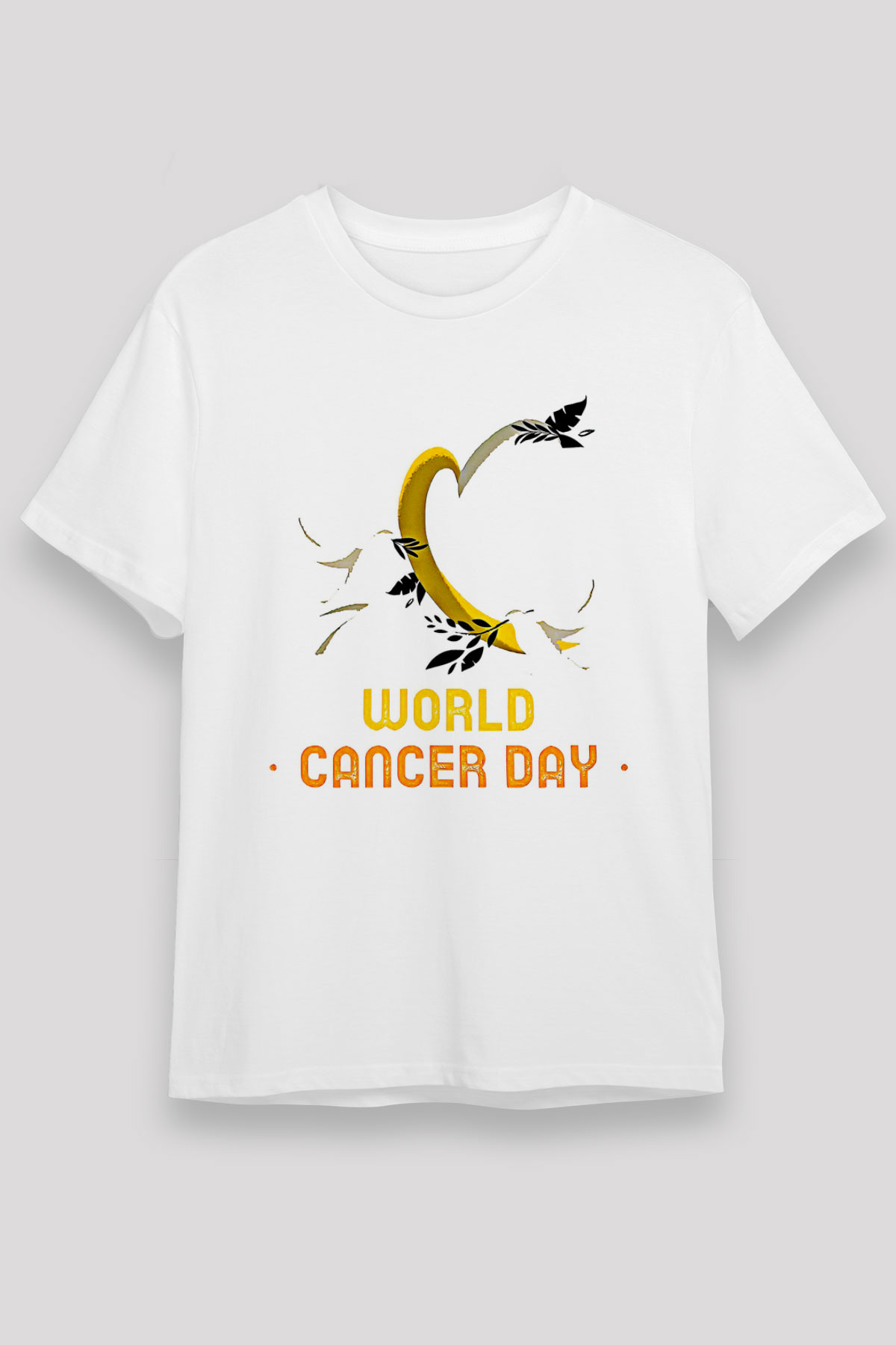 Kanser Günü Baskılı Unisex Beyaz Tişört - Tshirt