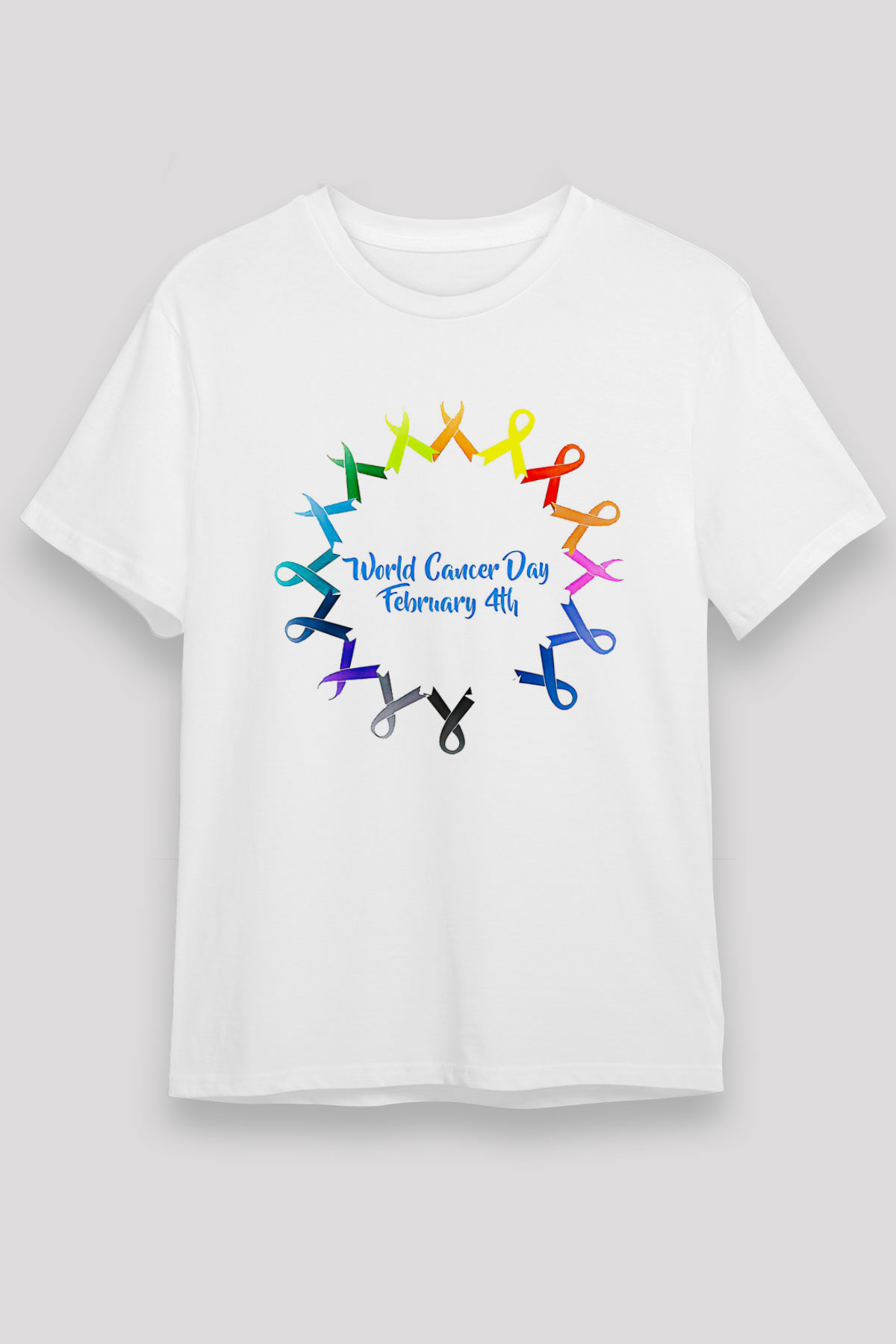 Kanser Günü Baskılı Unisex Beyaz Tişört - Tshirt