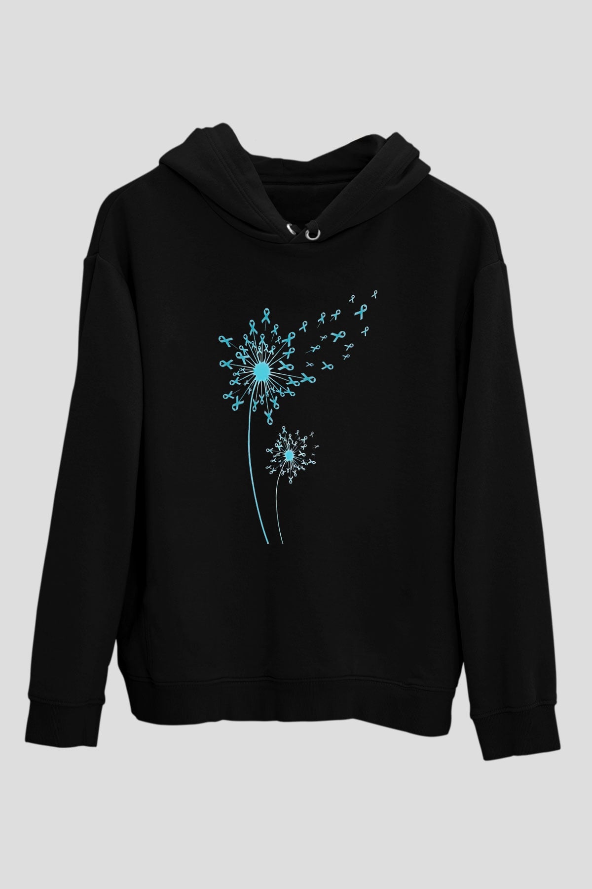 Kanser Günü Baskılı Unisex Siyah Hoodie
