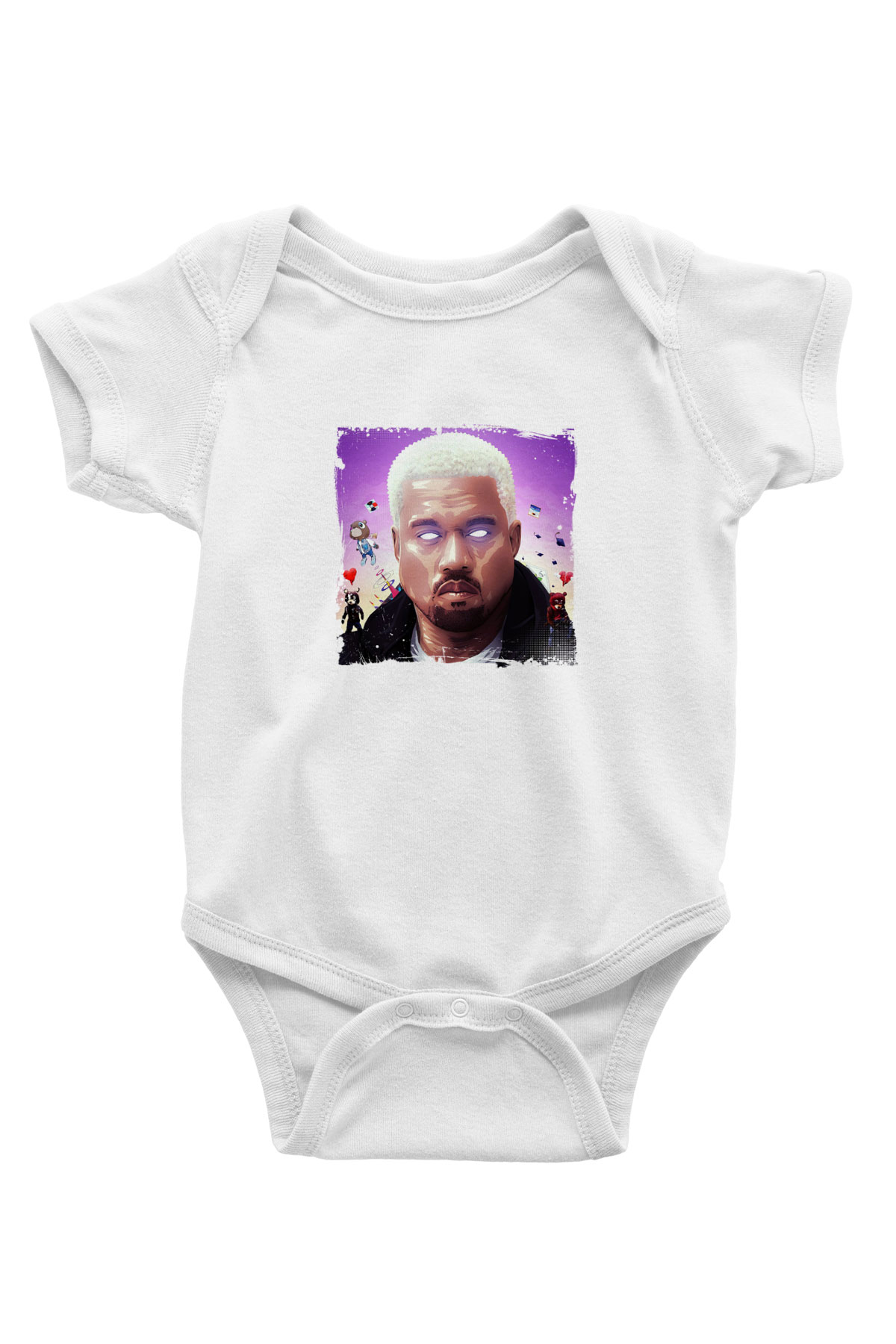 Kanye West Baskılı Unisex Beyaz Bebek Body - Zıbın
