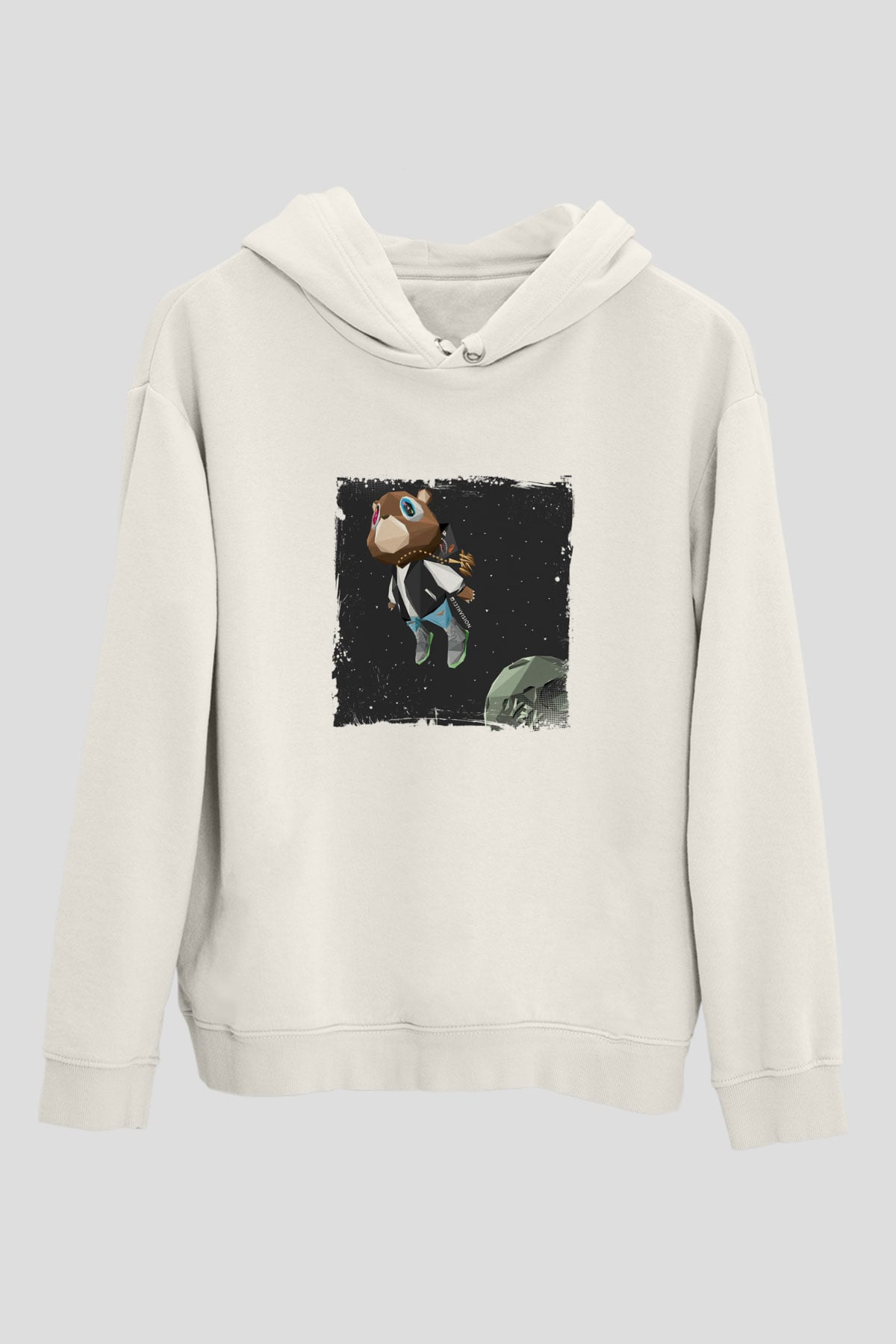 Kanye West Baskılı Unisex Beyaz Kapüşonlu Sweatshirt