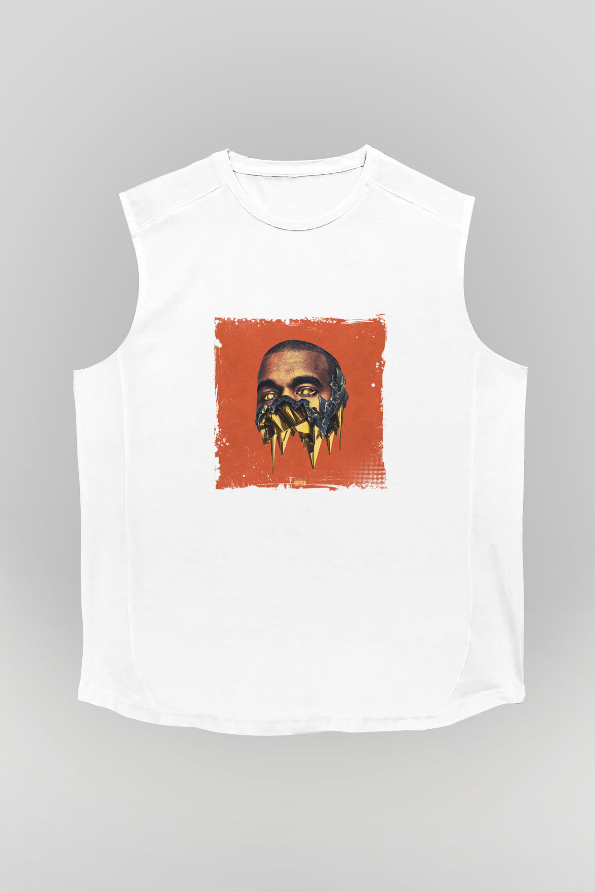Kanye West Baskılı Unisex Beyaz Kolsuz Tişört