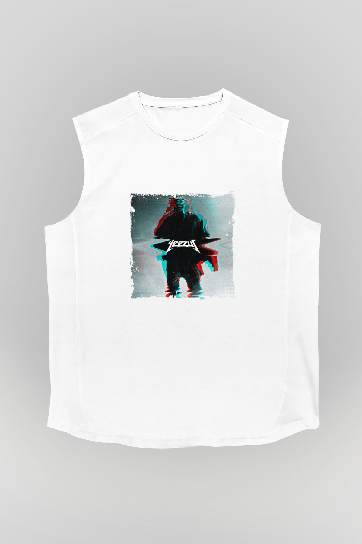 Kanye West Baskılı Unisex Beyaz Kolsuz Tişört
