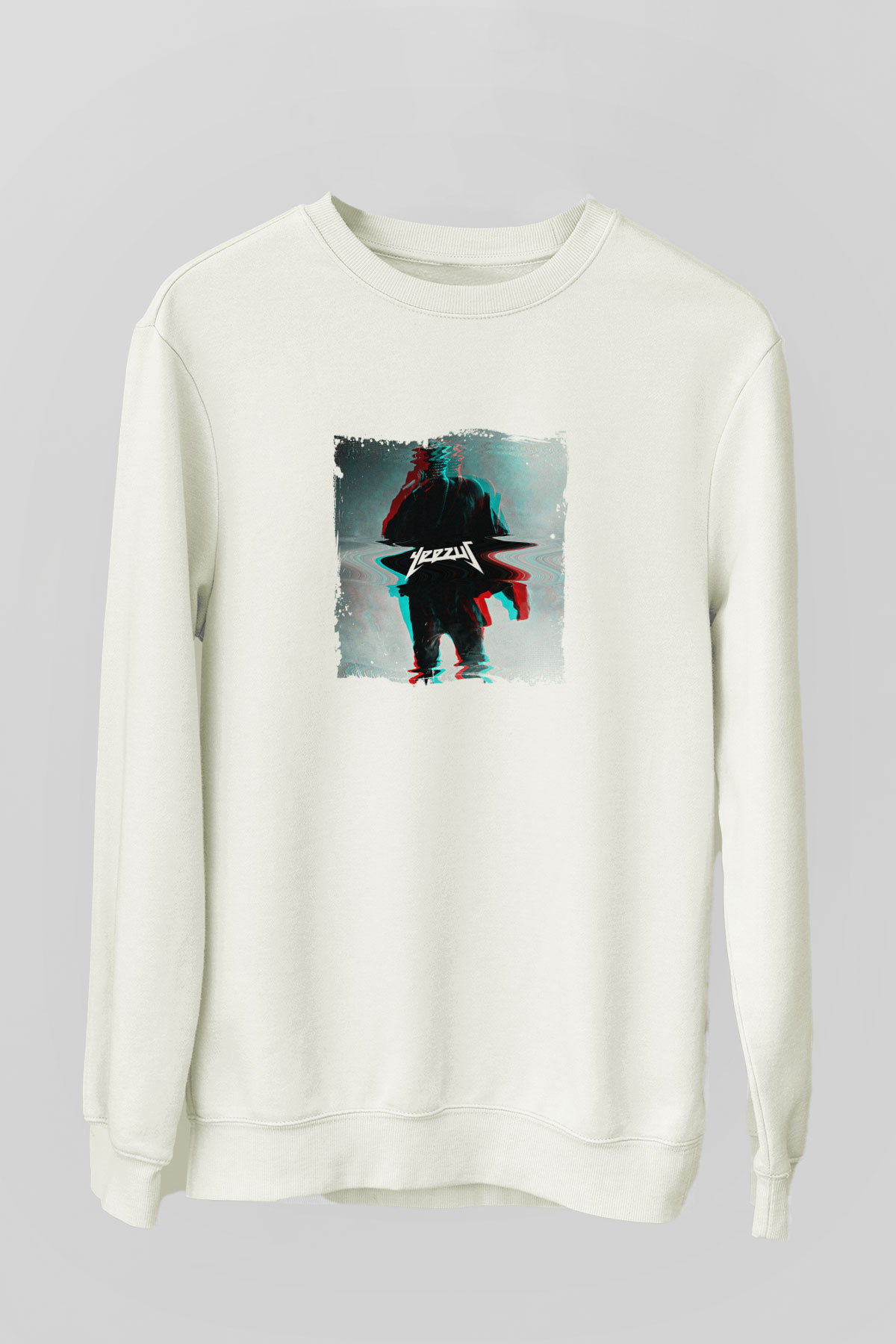 Kanye West Baskılı Unisex Beyaz Sweatshirt