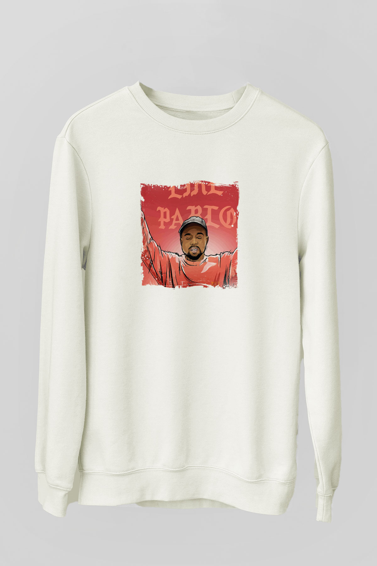 Kanye West Baskılı Unisex Beyaz Sweatshirt