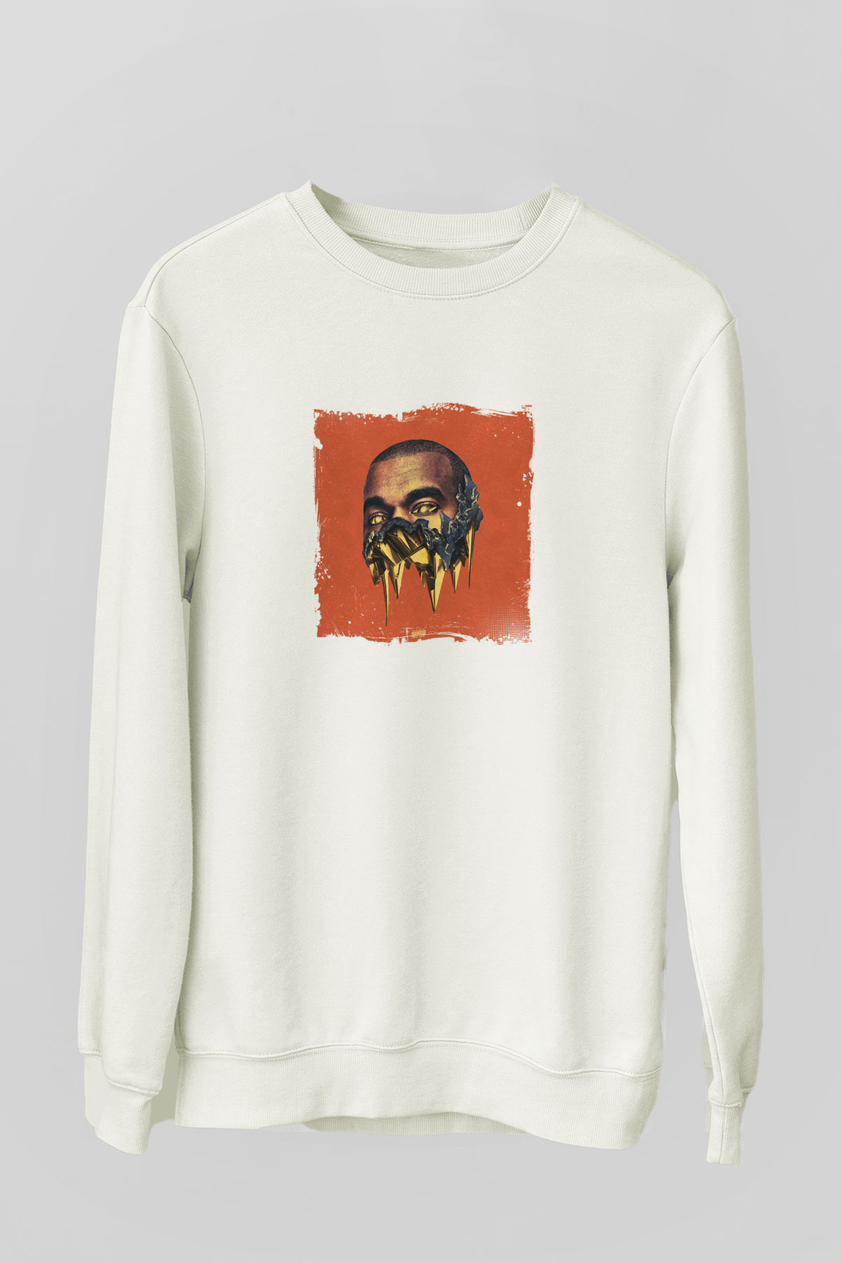Kanye West Baskılı Unisex Beyaz Sweatshirt