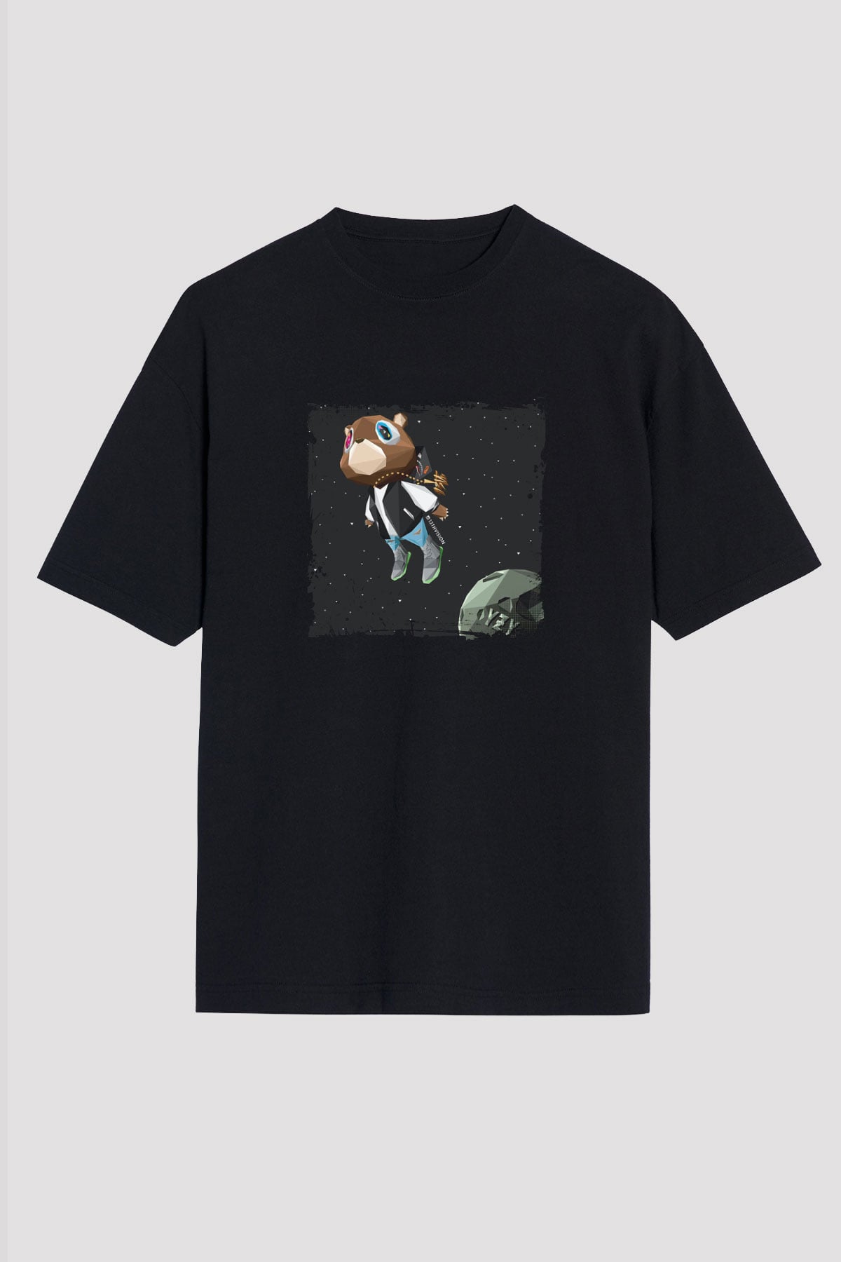 Kanye West Baskılı Unisex Oversize Siyah Tişört