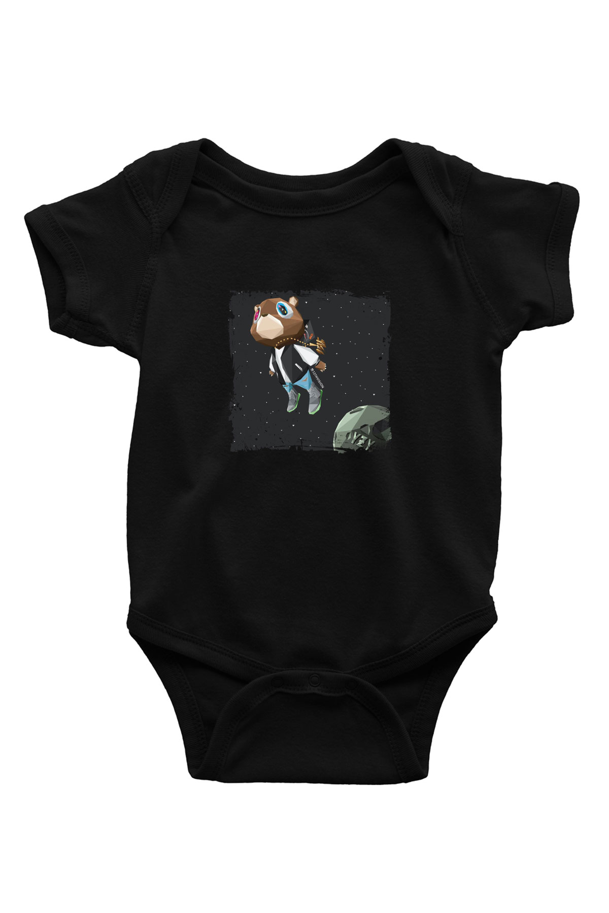 Kanye West Baskılı Unisex Siyah Bebek Body - Zıbın