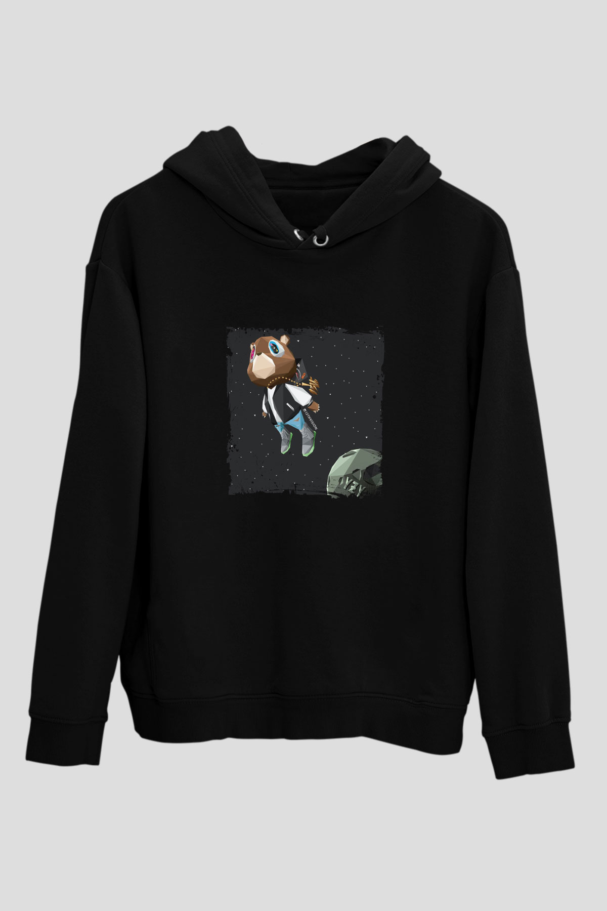 Kanye West Baskılı Unisex Siyah Hoodie