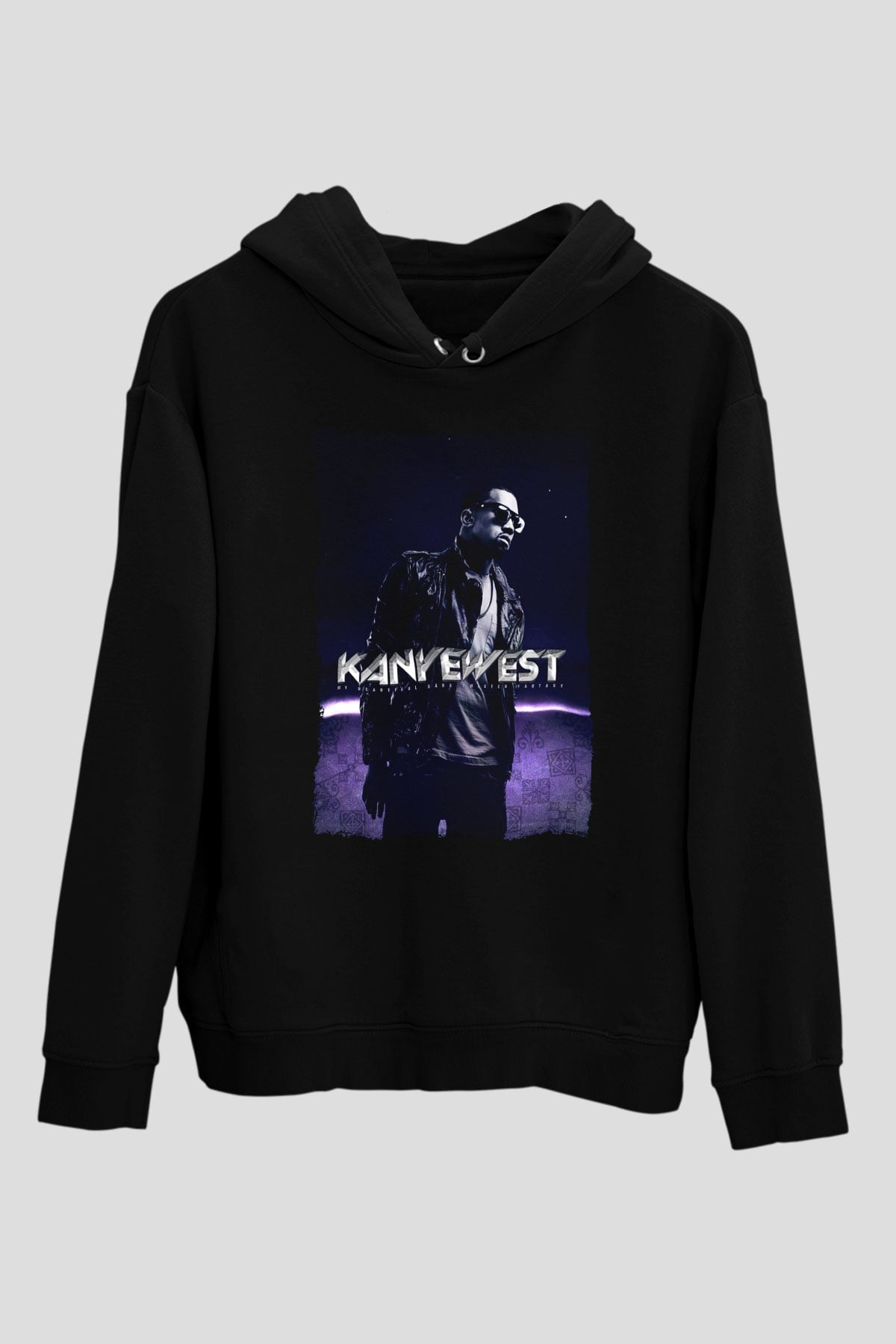 Kanye West Siyah Unisex Kapüşonlu Sweatshirt