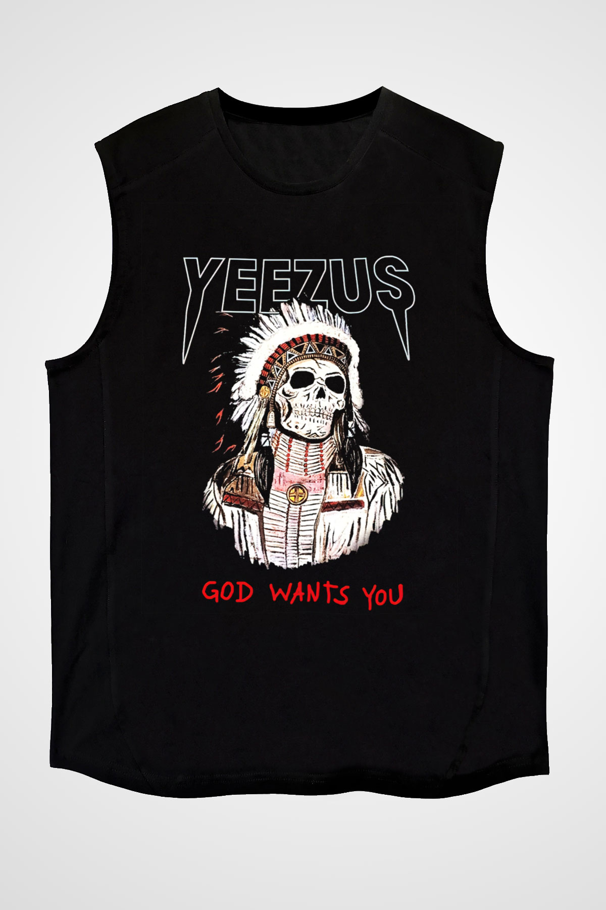 Kanye West Yeezus Siyah Unisex Kolsuz Tişört