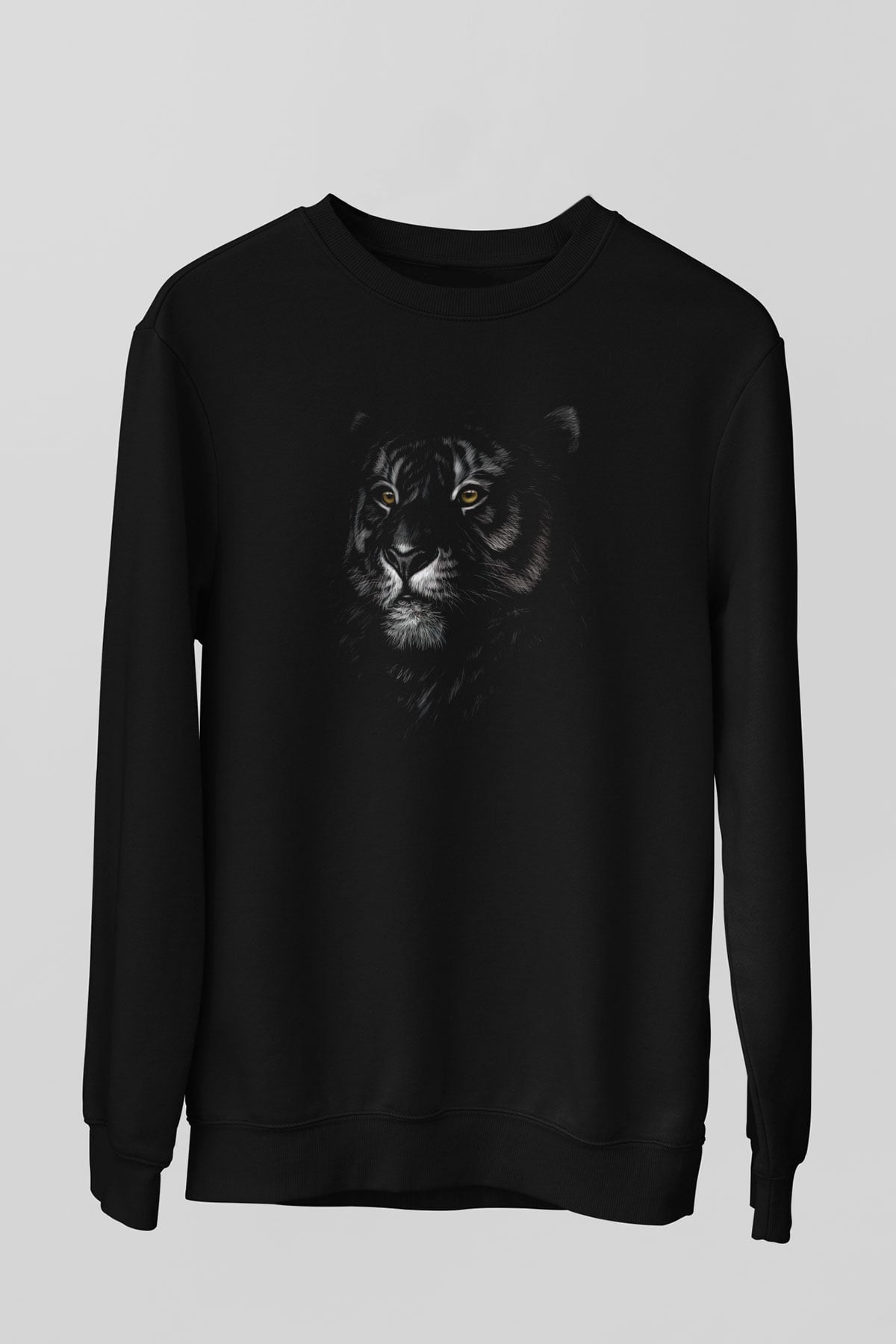 Kaplan Baskılı Unisex Siyah  Sweatshirt