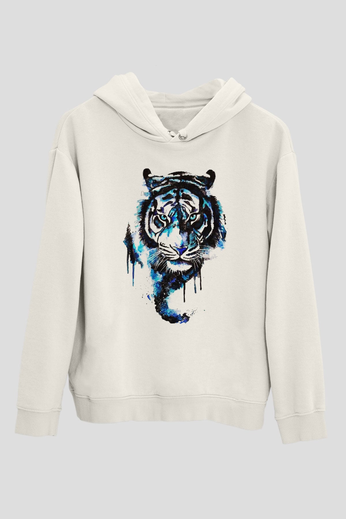 Kaplan Beyaz Unisex Kapşonlu Sweatshirt