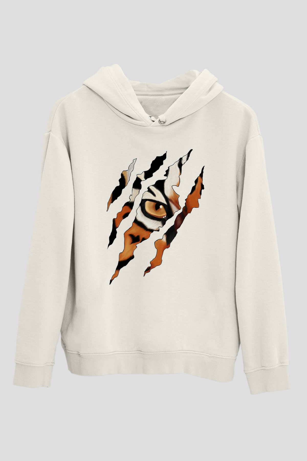 Kaplan Beyaz Unisex Kapşonlu Sweatshirt