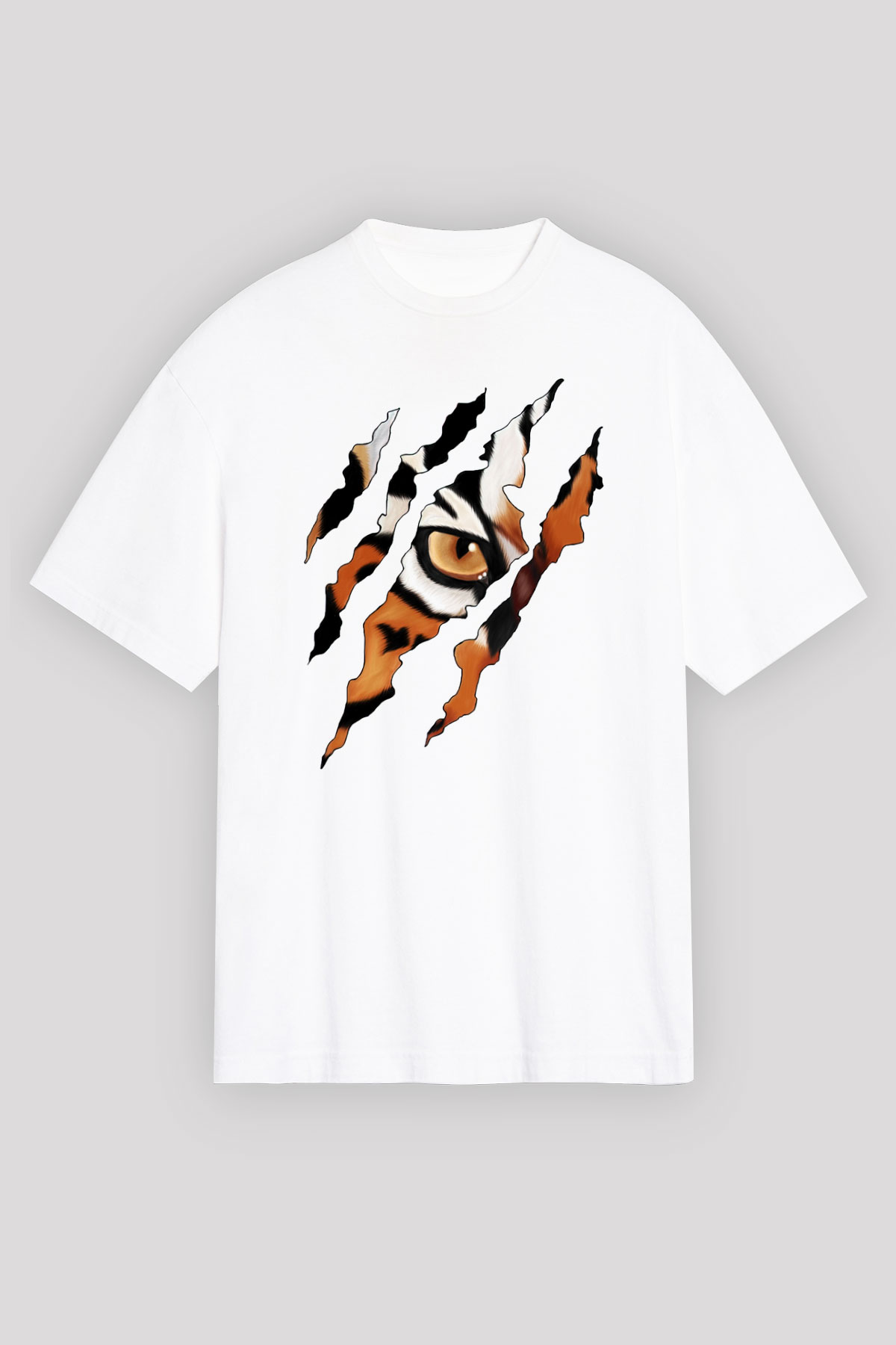 Kaplan Beyaz Unisex Oversize Tişört T-Shirt