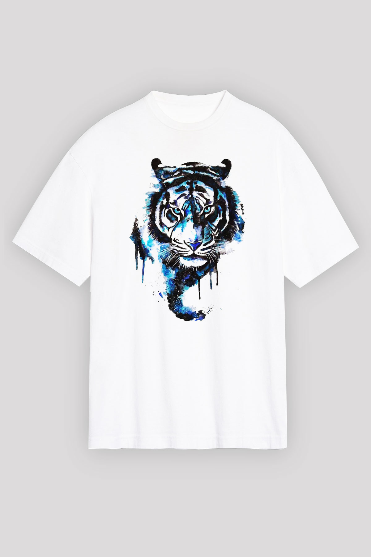 Kaplan Beyaz Unisex Oversize Tişört T-Shirt