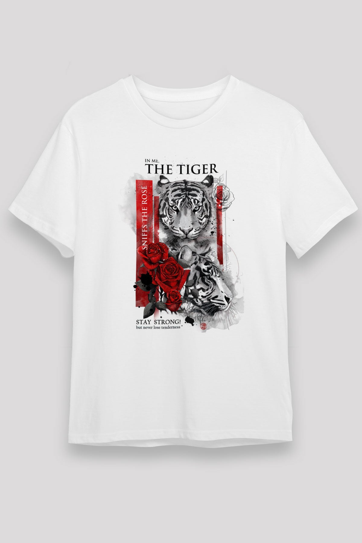 Kaplan Beyaz Unisex Tişört T-Shirt - TişörtFabrikası