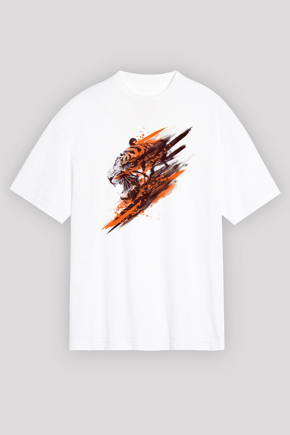 Kaplan Beyaz Unisex Tişört T-Shirt - TişörtFabrikası