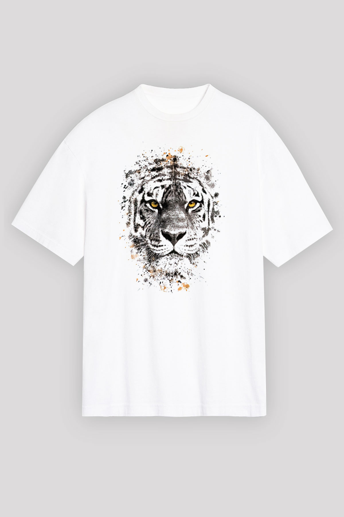 Kaplan Beyaz Unisex Tişört T-Shirt - TişörtFabrikası