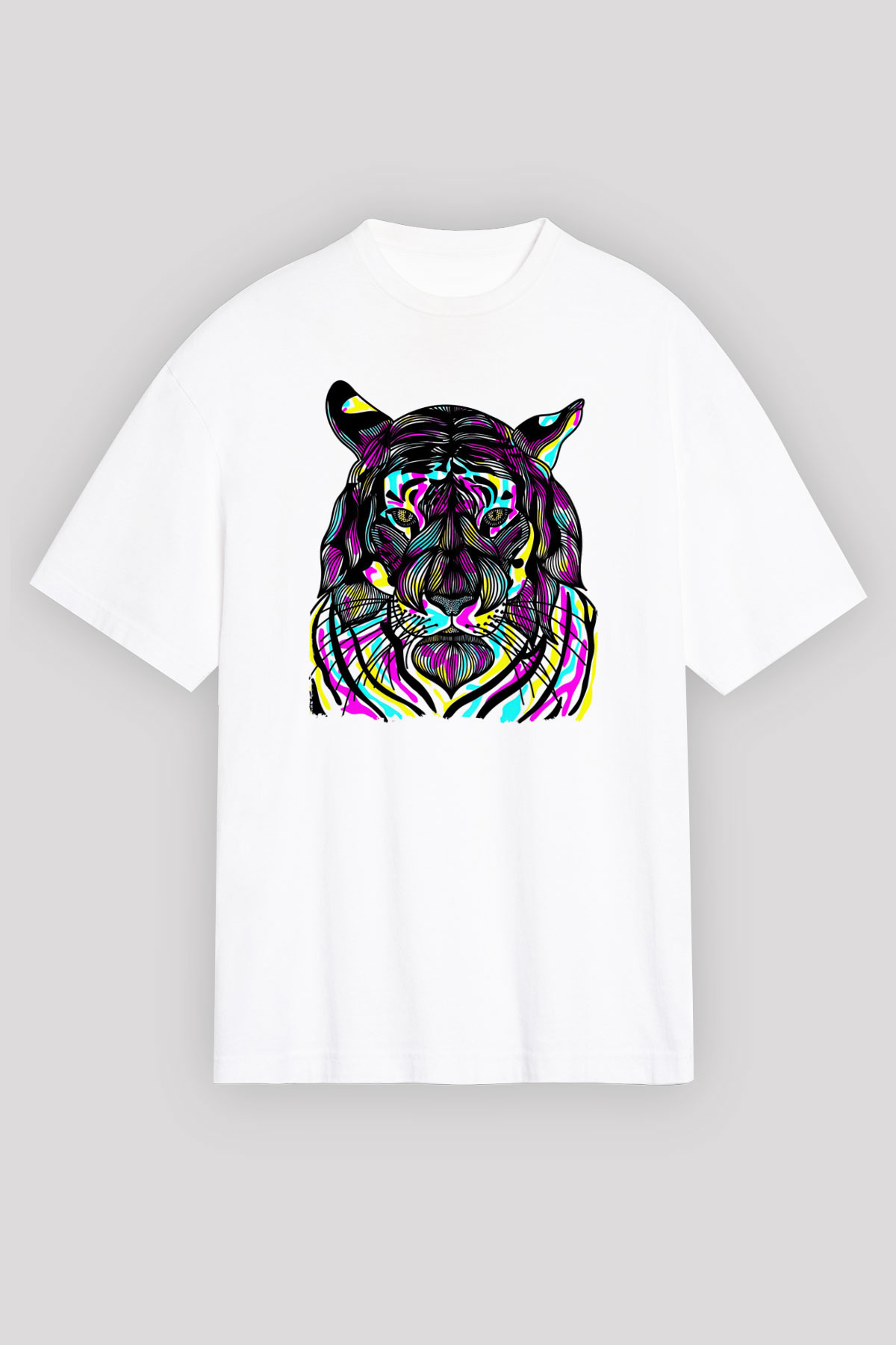 Kaplan Beyaz Unisex Tişört T-Shirt - TişörtFabrikası