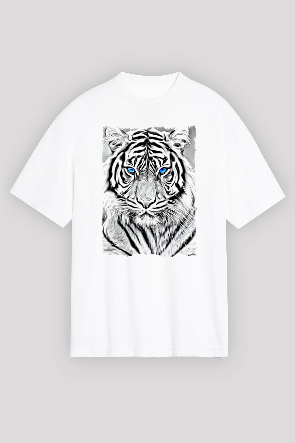 Kaplan Beyaz Unisex Tişört T-Shirt - TişörtFabrikası