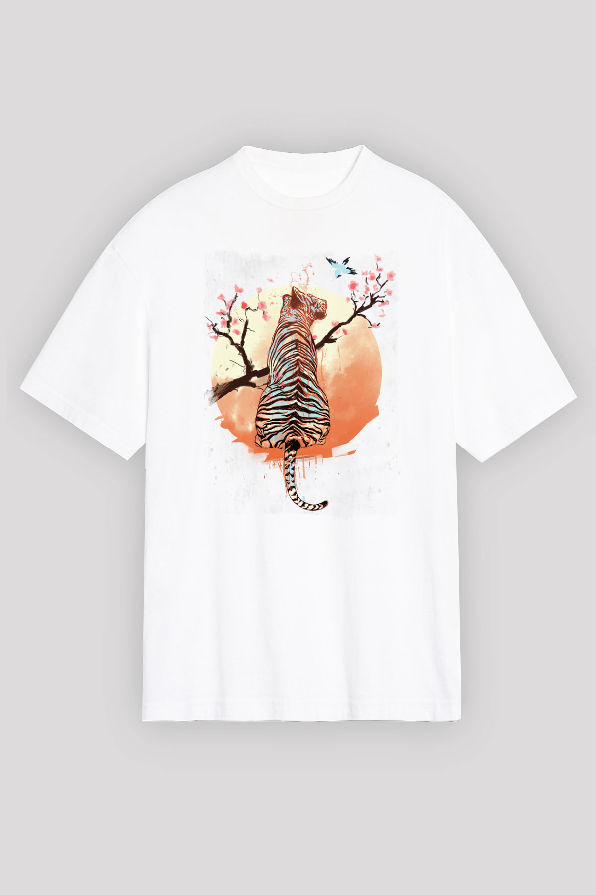 Kaplan Beyaz Unisex Tişört T-Shirt - TişörtFabrikası