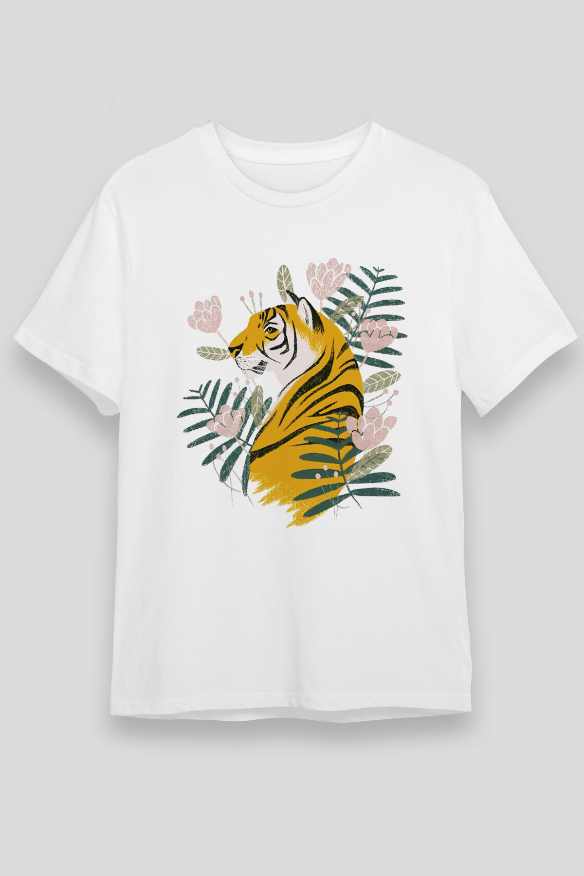 Kaplan Beyaz Unisex Tişört T-Shirt - TişörtFabrikası
