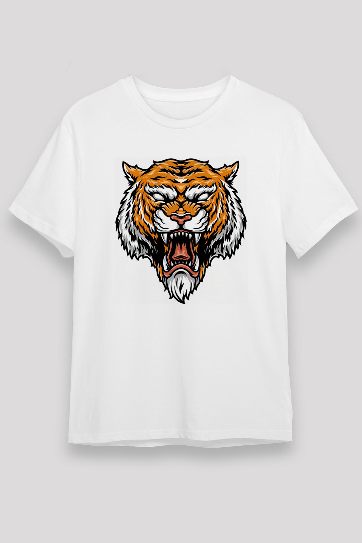 Kaplan Beyaz Unisex Tişört T-Shirt - TişörtFabrikası