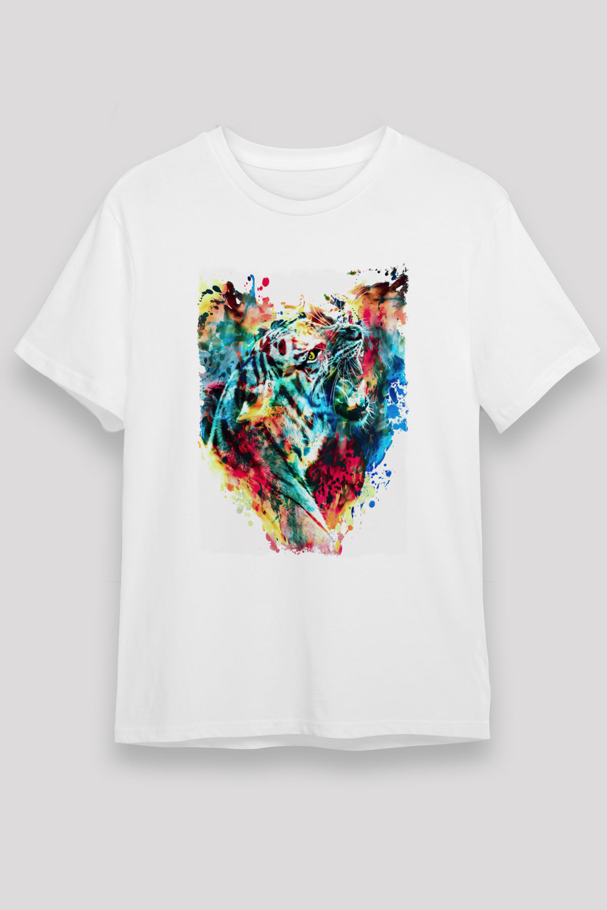Kaplan Beyaz Unisex Tişört T-Shirt - TişörtFabrikası