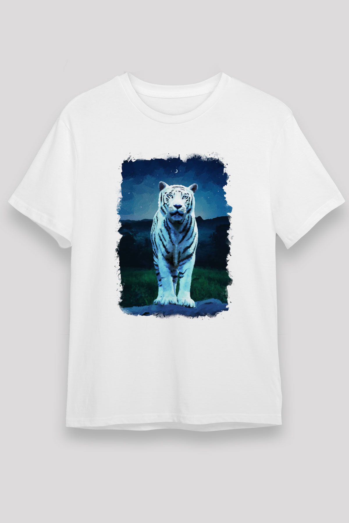 Kaplan Beyaz Unisex Tişört T-Shirt - TişörtFabrikası