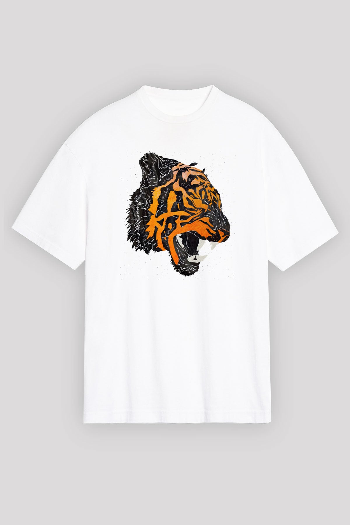 Kaplan Beyaz Unisex Tişört T-Shirt - TişörtFabrikası
