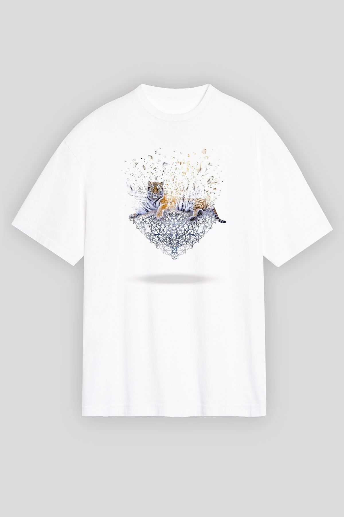 Kaplan Beyaz Unisex Tişört T-Shirt - TişörtFabrikası