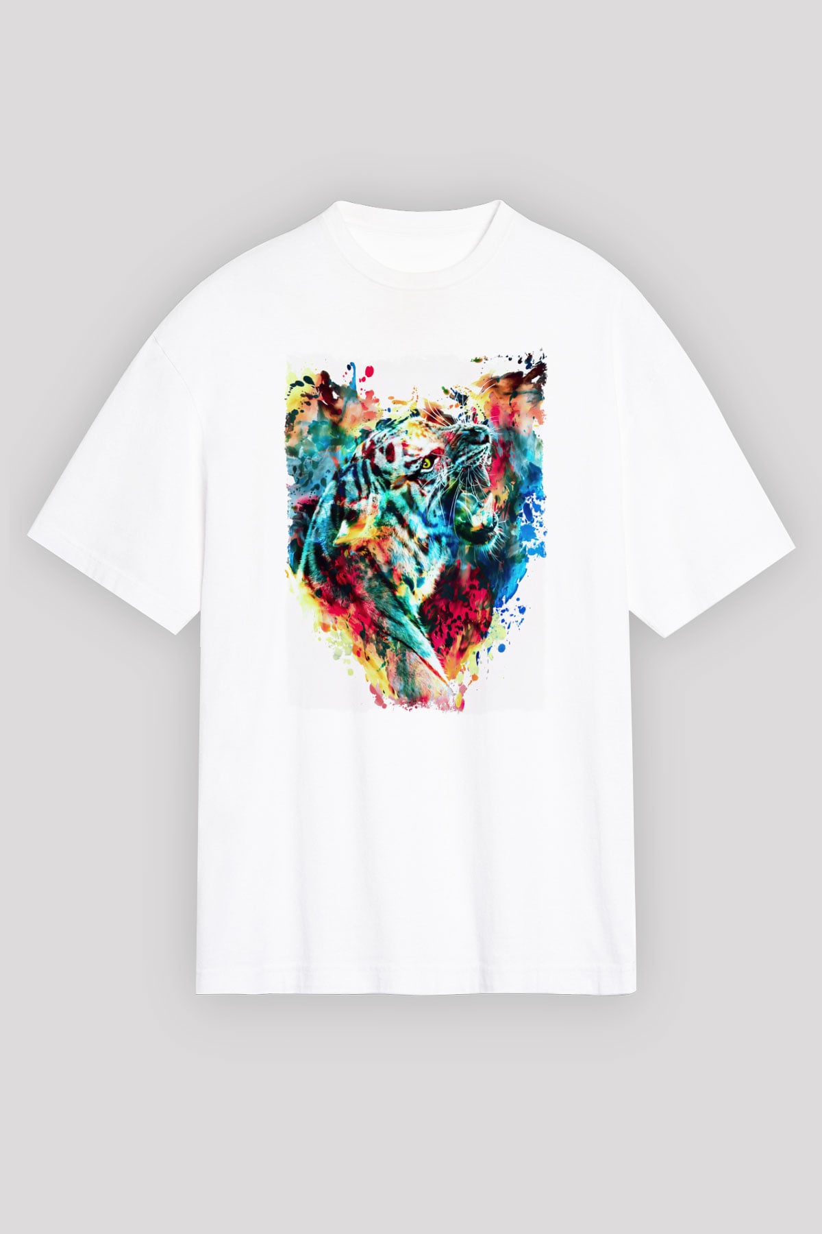 Kaplan Beyaz Unisex Tişört T-Shirt - TişörtFabrikası