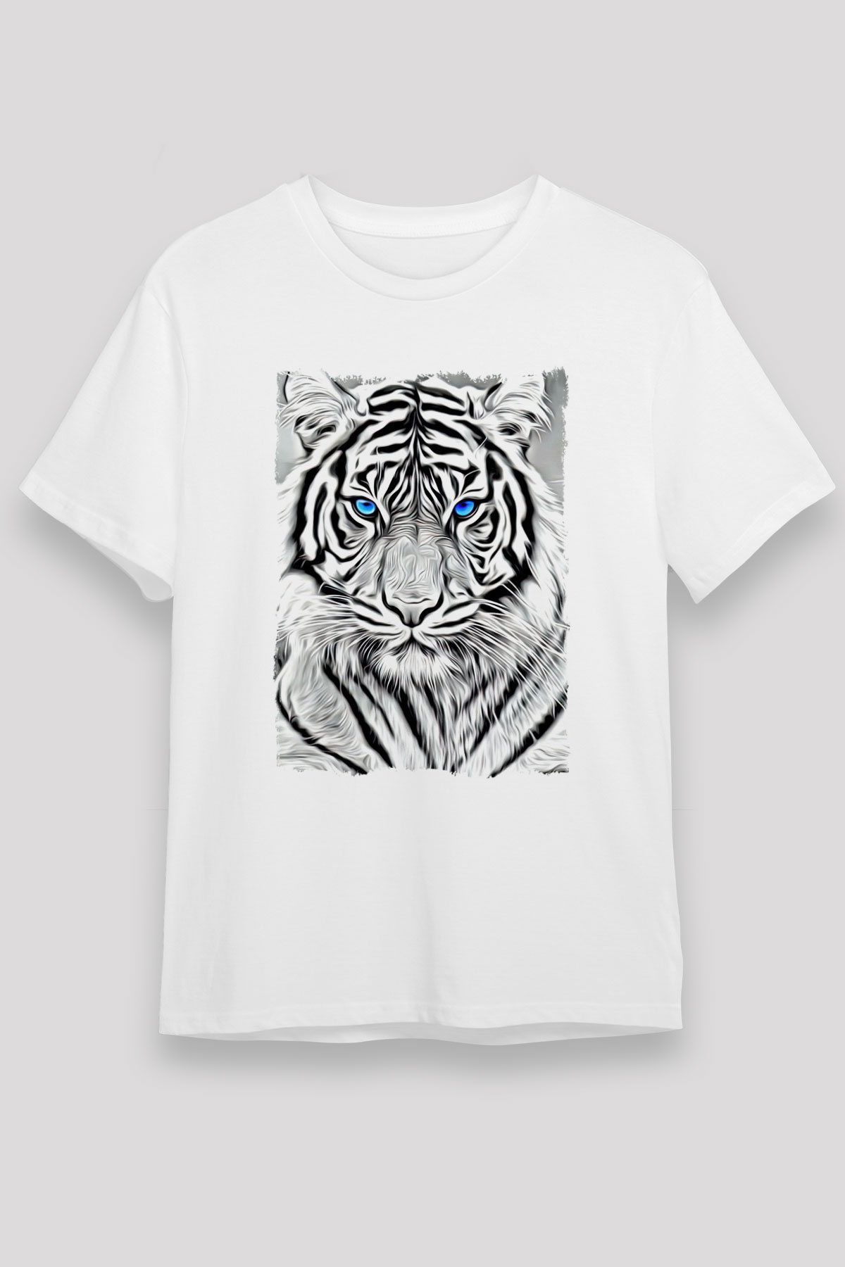 Kaplan Beyaz Unisex Tişört T-Shirt - TişörtFabrikası
