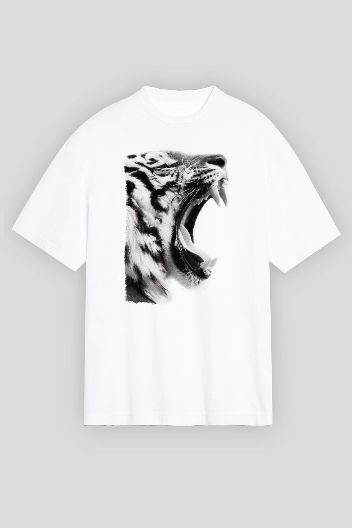 Kaplan Beyaz Unisex Tişört T-Shirt - TişörtFabrikası