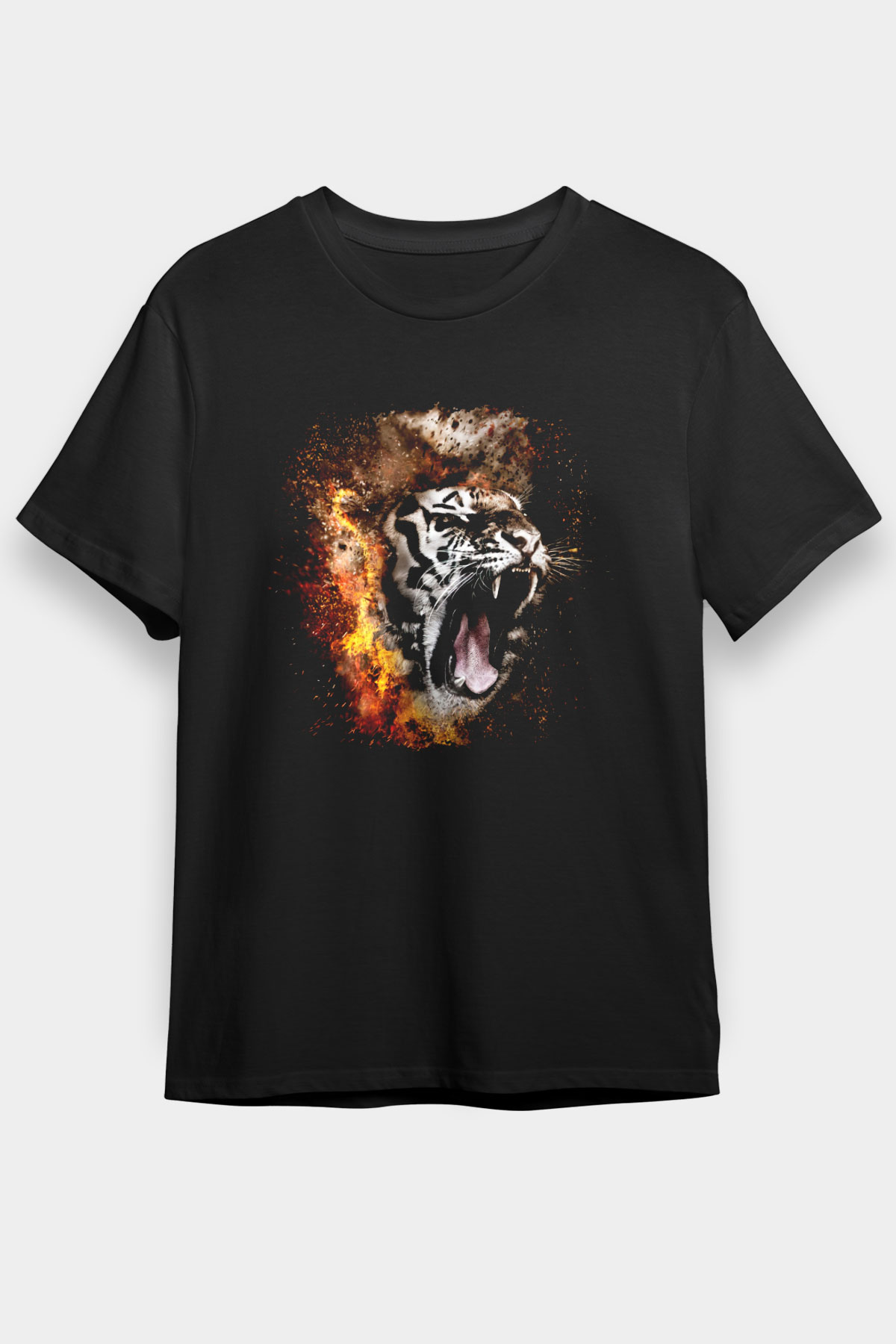 Kaplan Siyah Unisex Tişört T-Shirt - TişörtFabrikası
