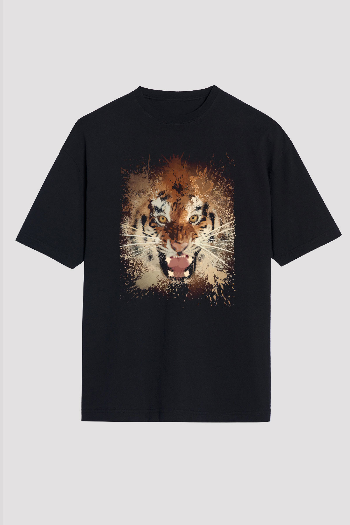 Kaplan Siyah Unisex Tişört T-Shirt - TişörtFabrikası