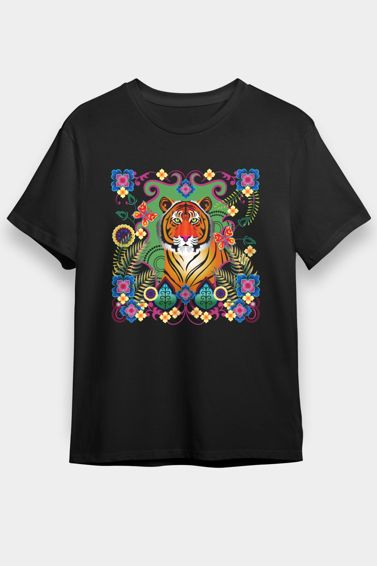Kaplan Siyah Unisex Tişört T-Shirt - TişörtFabrikası