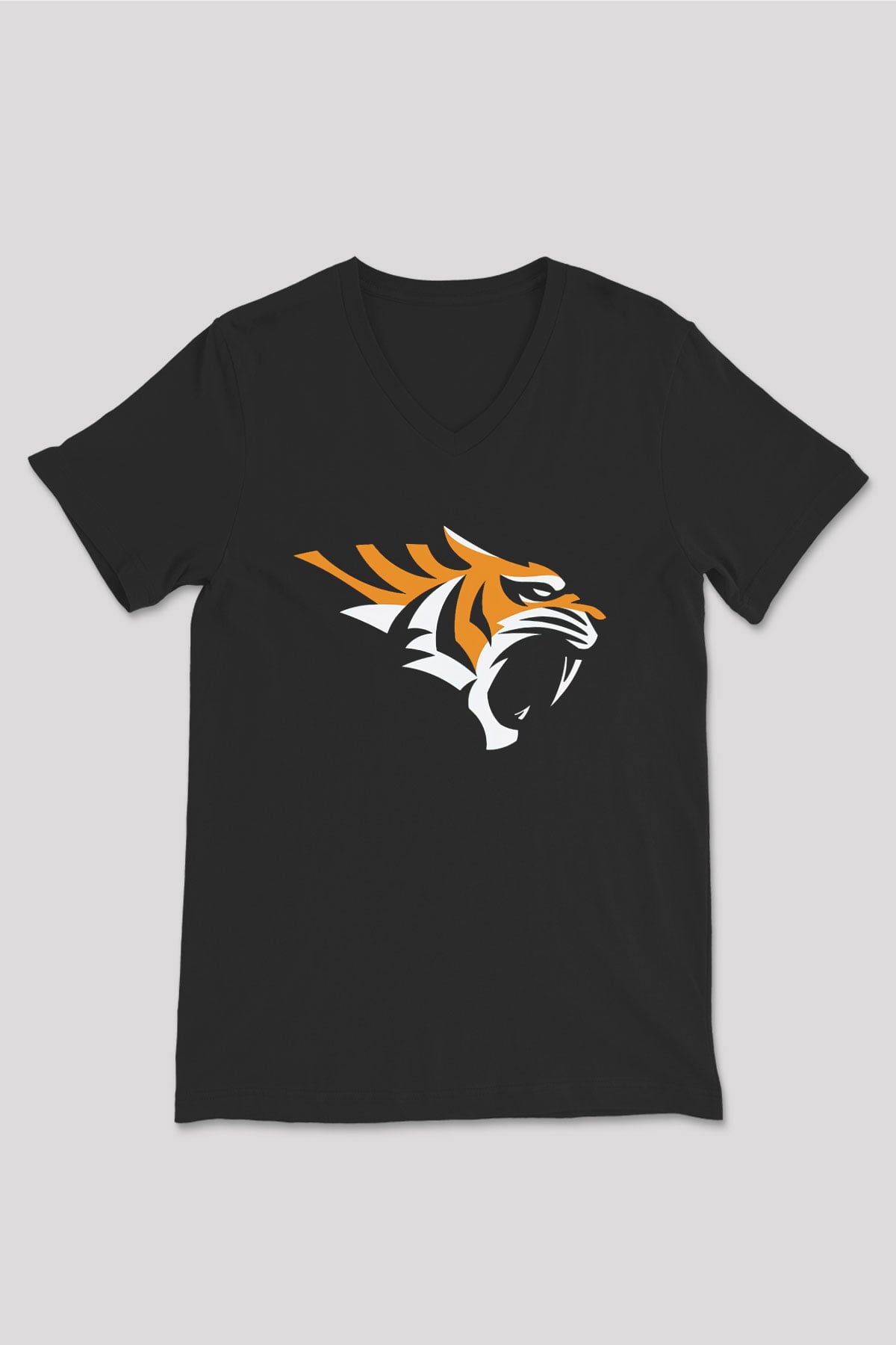 Kaplan Siyah Unisex V Yaka Tişört T-Shirt