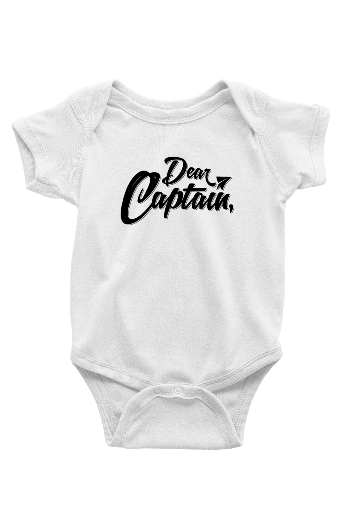 Kaptan Baskılı Beyaz Unisex Bebek Body - Zıbın
