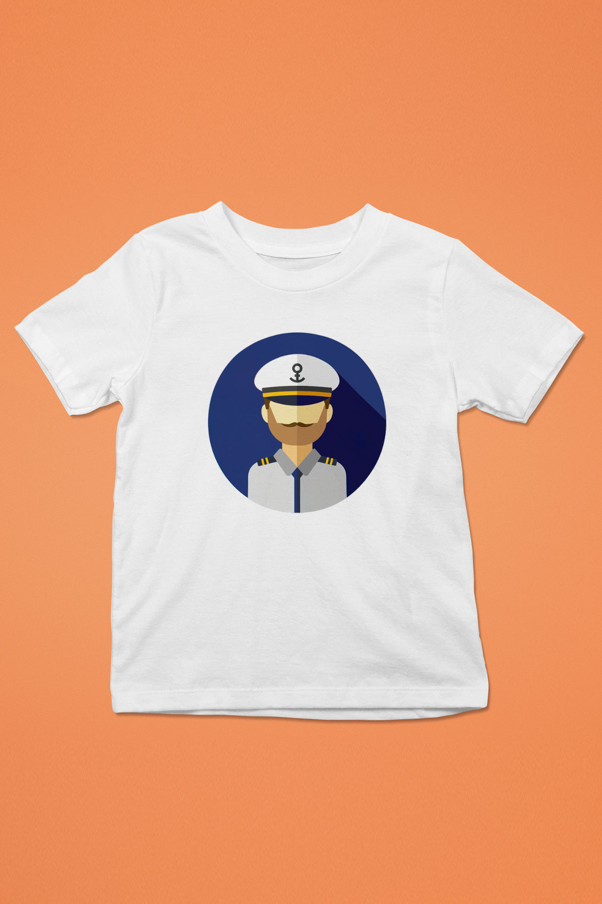 Kaptan Baskılı Beyaz Unisex Çocuk Tişört