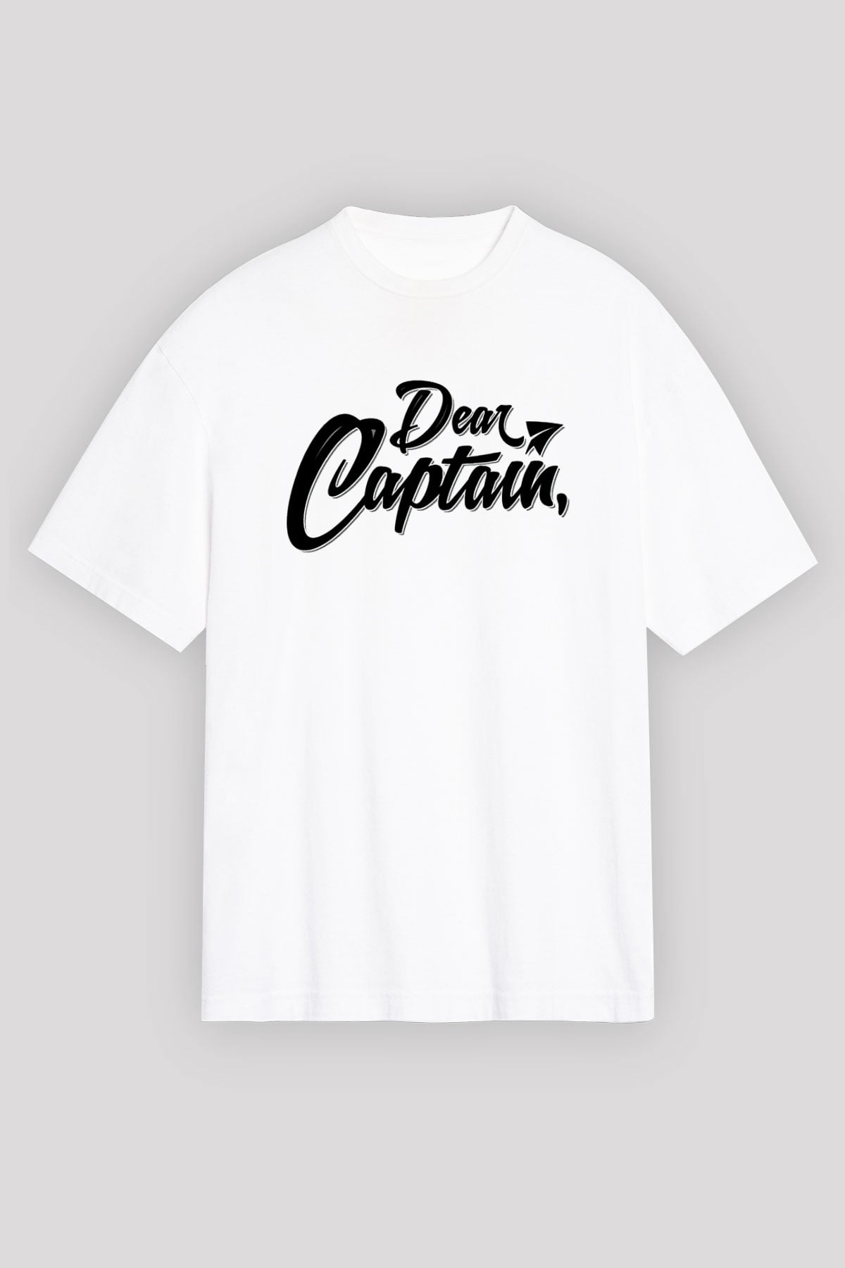Kaptan Beyaz Unisex Oversize Tişört T-Shirt