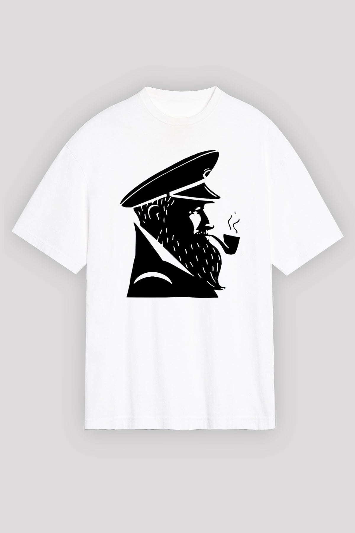 Kaptan Beyaz Unisex Oversize Tişört T-Shirt